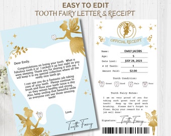 Editable Tooth Fairy Letter and Receipt Template (Digital Download)