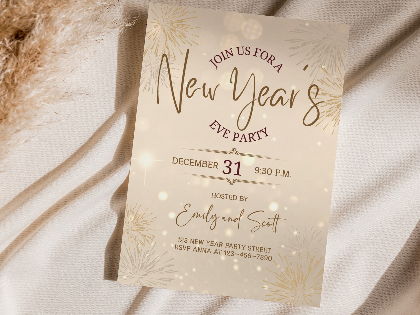 Editable New Years Eve Party Invitation, 2025 New Years Party Invite