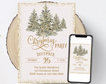 Editable Christmas Party Invitation: Printable Holiday Template (Instant Download)