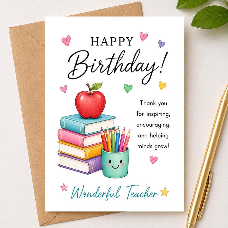 Teacher Birthday Card - Etsy
