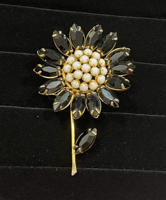 SCHREINER Flower Brooch | Rare Vintage Signed Schr