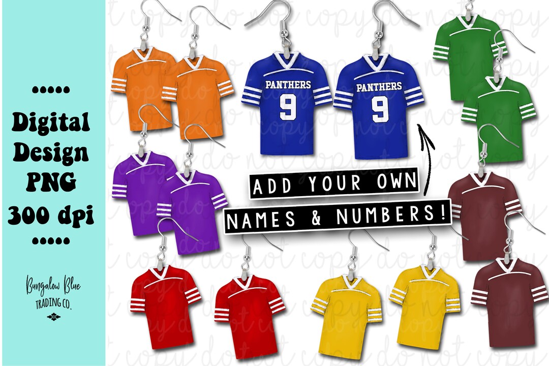 Football Jersey Earrings Sublimation Bundle Designs Fall PNG Etsy