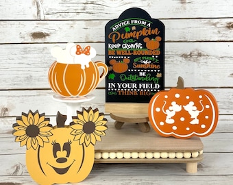 Disney Inspired Pumpkin Spice Tiered Tray Decor, Disney Fall Decor ...
