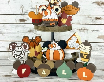 Disney Inspired Pumpkin Spice Tiered Tray Decor, Disney Fall Decor, Mickey Fall Decor, Mickey Latte, Mickey Fall tiered tray