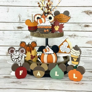 Disney Inspired Pumpkin Spice Tiered Tray Decor, Disney Fall Decor, Mickey Fall Decor, Mickey Latte, Mickey Fall tiered tray