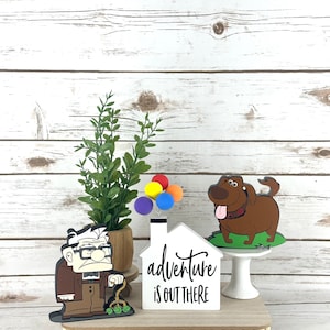 Disney Inspired Up Tiered Tray Decor, Up house decor, Adventure is out there, Up movie decor, Tiered tray decor, Carl Fredricksen, Dug dog