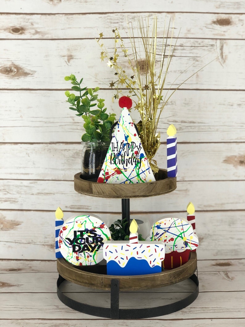 Birthday Tiered Tray Decor Etsy