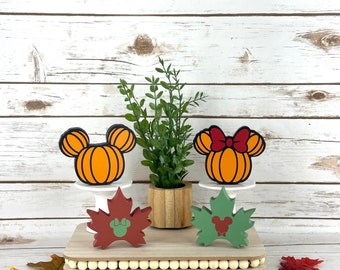 Disney Inspired Pumpkin Spice Decor, Fall Disney Decor, Disney Pumpkins, Mickey Pumpkins,ickey Leaves, Disney Tiered Tray, Fall tiered Tray