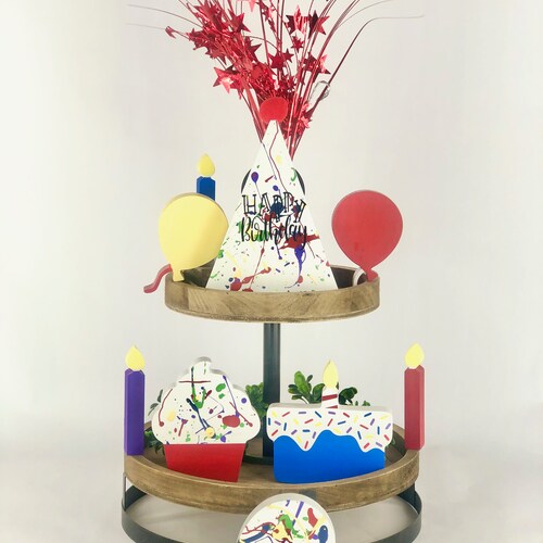 Birthday Tiered Tray Decor Etsy