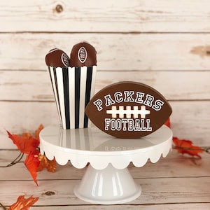 NFL Inspired Football (Pick your team), Football Decor, Thanksgiving decor, Football tiered tray decor, football