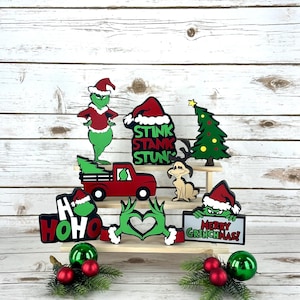Grinch Christmas Tiered Tray Decor, Grinch Decor, Christmas Decor, Whoville, Christmas tiered tray decor, Grinchmas decor