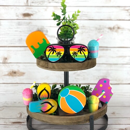 Summer Fun Tiered Tray Decor Summer Decor Beach Decor Etsy