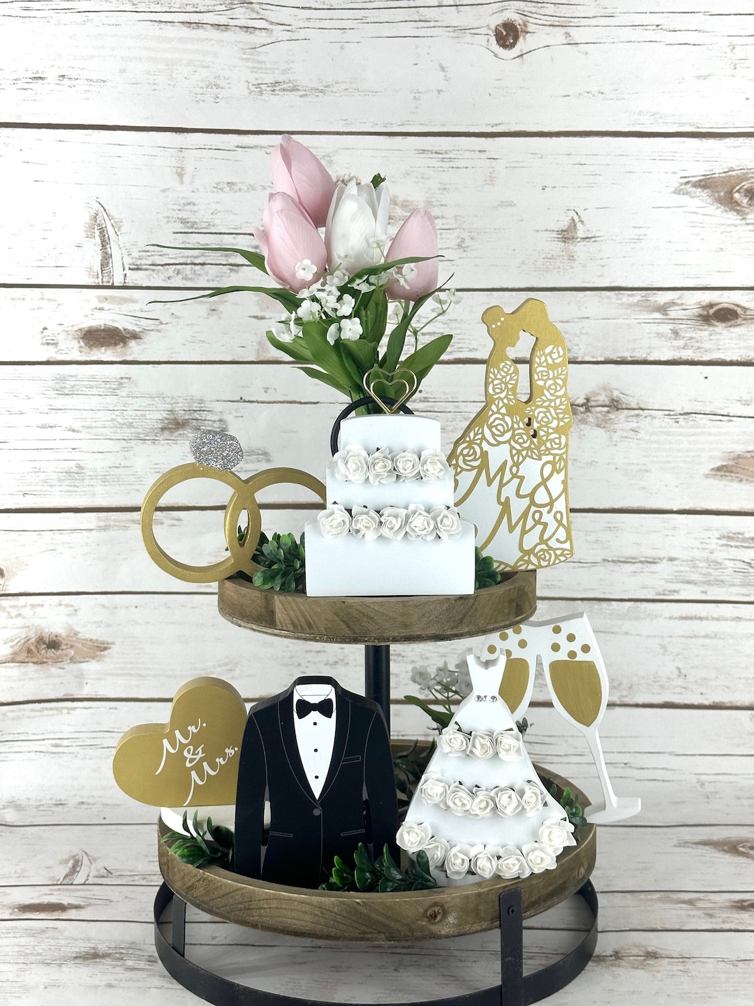Wedding Tiered Tray Decor, Wedding Decor, Bride & Groom, Wedding Cake