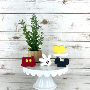 Disney Inspired 4 pc. mini Mickey set, Mickey Decor, Disney Tiered Tray, Mickey Tiered Tray, Mickey Hand, Mickey Ears, Wooden Mickey Decor