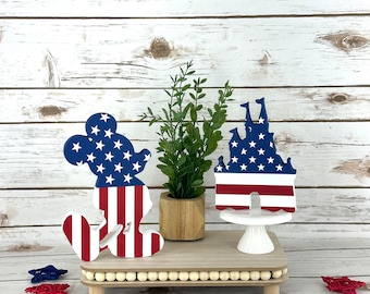 Disney Inspired 4th of July Decor, Patriotic Mickey, Patriotic Disney Decor, Disney Castle, 4th of July Mickey, Disney Decor