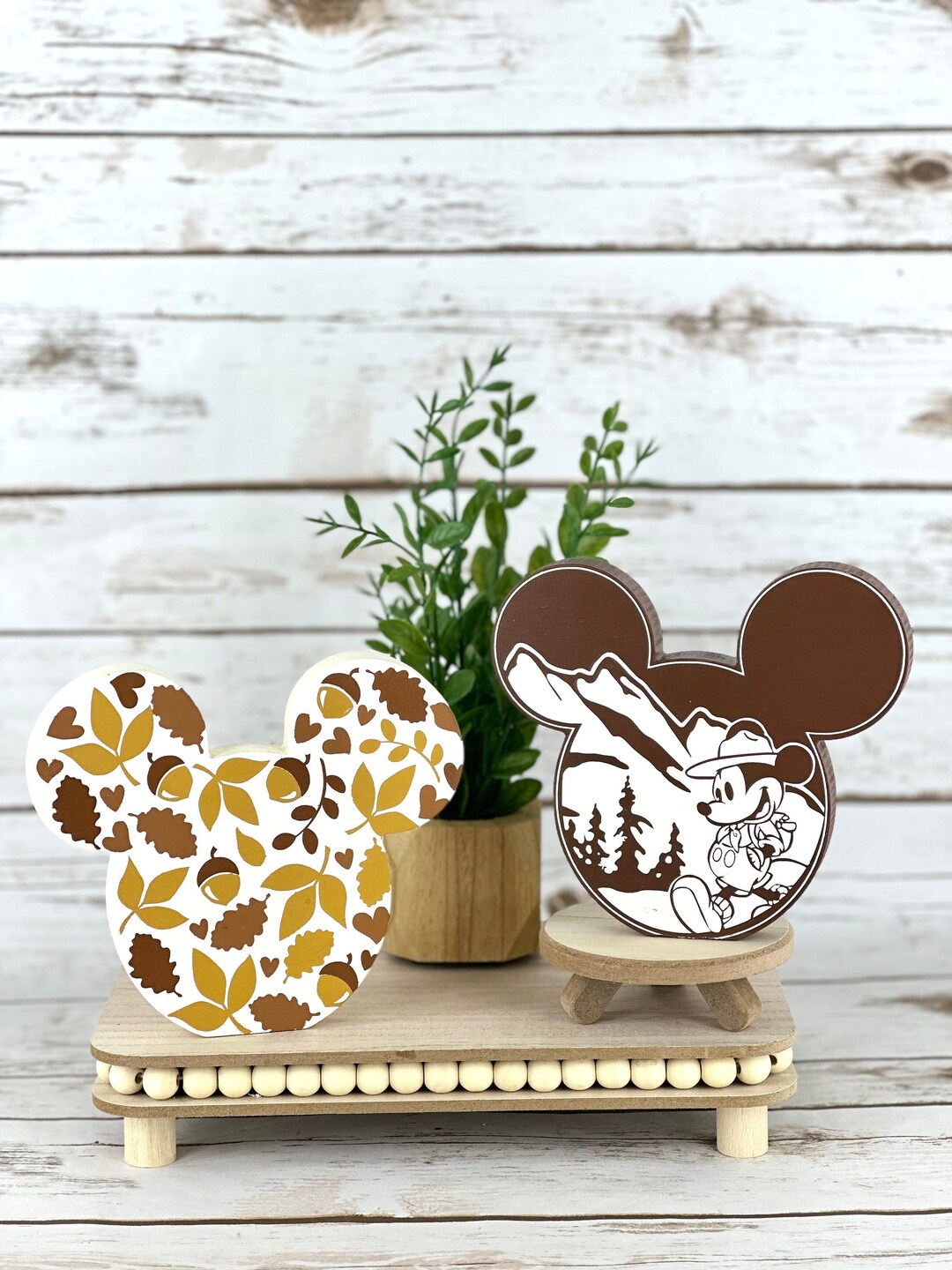 Disney Inspired Mickey Mouse Head Happy Camper Fall Leaves, Fall