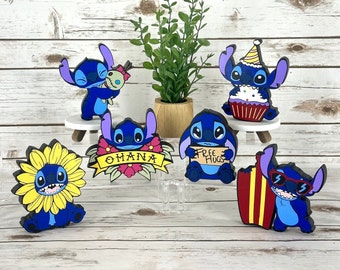 Disney Inspired Stitch, Stitch, Disney Stitch, Wooden Stitch decor, Stitch stand alone, Birthday Stitch, Ohana Stitch, Stitch Party Decor