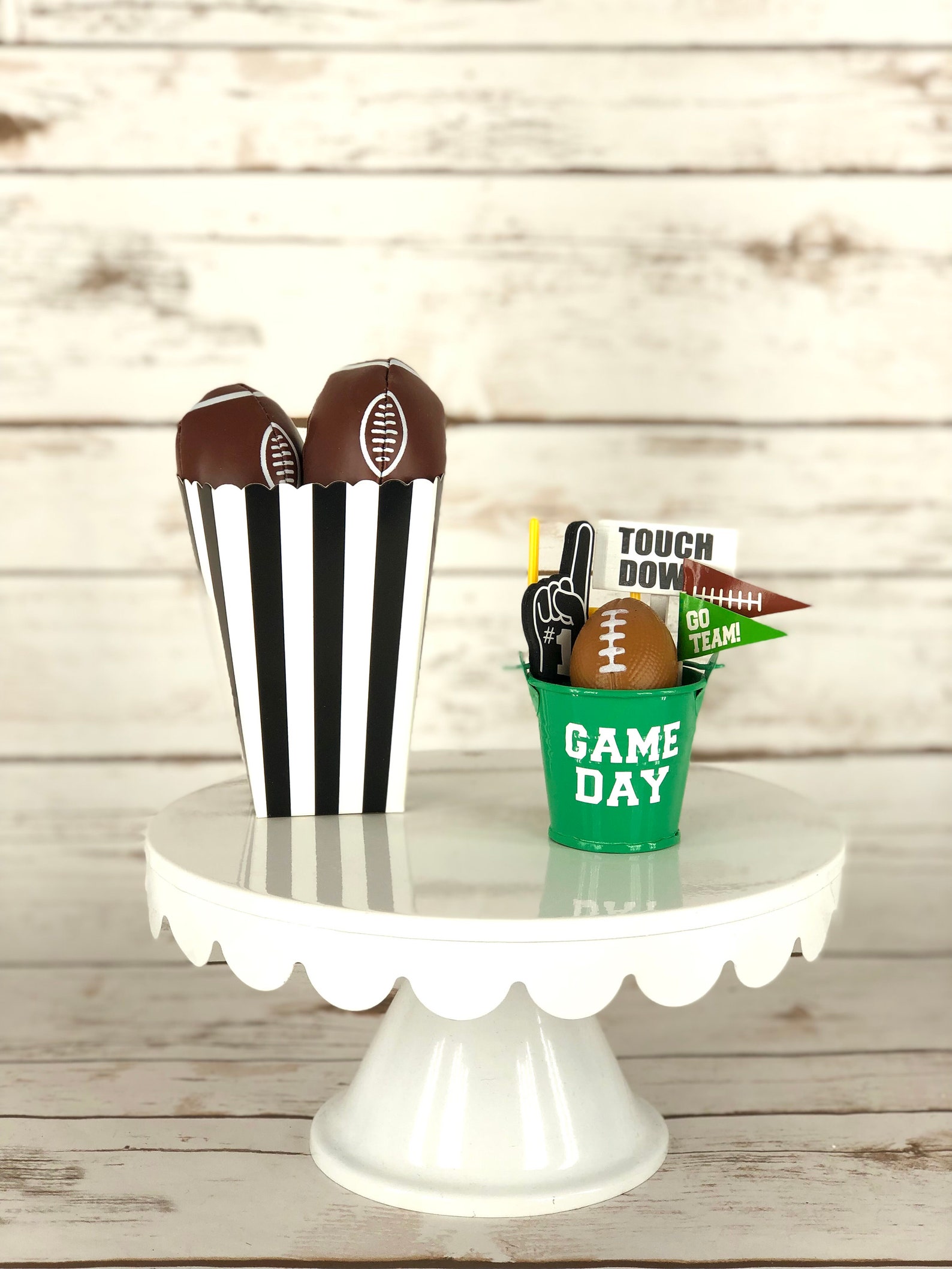 Football Tiered Tray Decor Fun Football Decor Game Day Faux Etsy