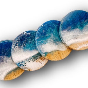 Ocean Resin Wood Coasters | Table Decor | Drink Coasters | Home Decor | Set of 2 | Set of 4