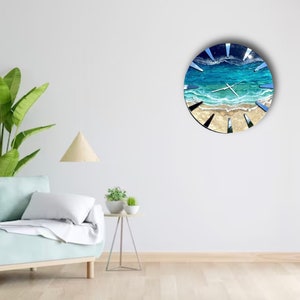 20” Ocean Resin Wall Clock | Home Decor | Resin Art | 3D Waves | Functional Art | Clock | Wall Decor | Wall Art | Large Clock | Ocean Waves