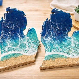 Michigan Resin Wave Coaster | Beach Decor, Barware