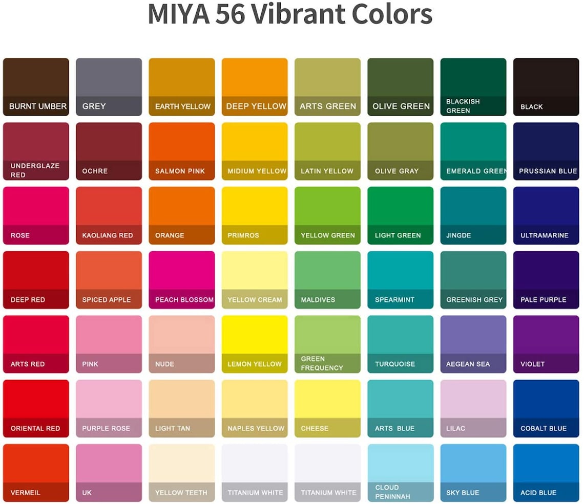 MIYA Gouache Paint Set 56 Colours x 30ml Unique Jelly Cup | Etsy