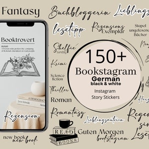 Plus de 150 autocollants | Histoire Instagram allemande de Bookstagram Sticker
