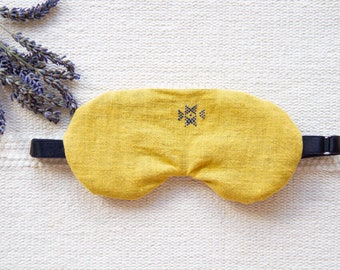 Yellow Organic Cotton Blackout Sleep Mask | 100% Organic Handloom Khadi Cotton | Blackout Eye Mask | Secret Santa Gift | Washable Eye Mask