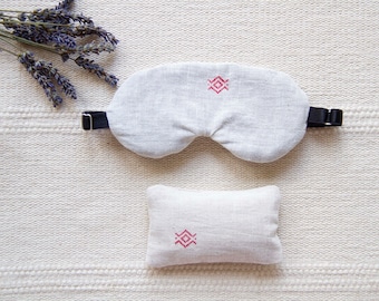 Organic Cotton Sleep Mask & Lavender Sachet Gift Set | 100% Organic Handloom Khadi Cotton | Holiday Organic Cotton Pyjama Sleep Set