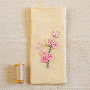 Linen Weighted Eye Pillow, Soothing Linen Heat Pack, Mothers Day Gift, Linen Eye Mask, 3D Flower Embroidery, Japanese Sakura, Cherry Blossom image 8