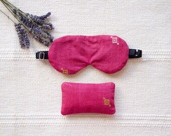 Cotton Sleep Mask & Lavender Sachet Gift Set | 100% Handloom Jamdani Cotton | Spa Gift Set | Holiday Sleep Mask Stocking Stuffer Gift Set