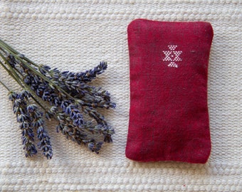 Red Organic Cotton Lavender Pouch | 100%  Organic Handloom Khadi Cotton | Aromatherapy Sachet | Pocket Calmer | Mother's Day Gift