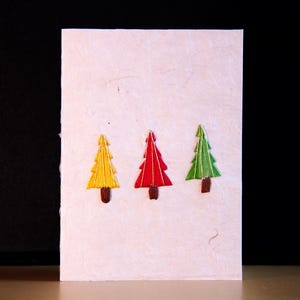 Carte de voeux de Noël brodée à la main avec enveloppe format A7 | Cartes de voeux vierges faites main | Carte papier népalais Lokta | Carte de Noël