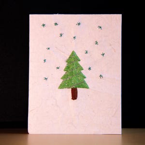 Carte de voeux de Noël brodée à la main avec enveloppe format A7 | Cartes de voeux vierges faites main | Carte papier népalais Lokta | Carte de Noël