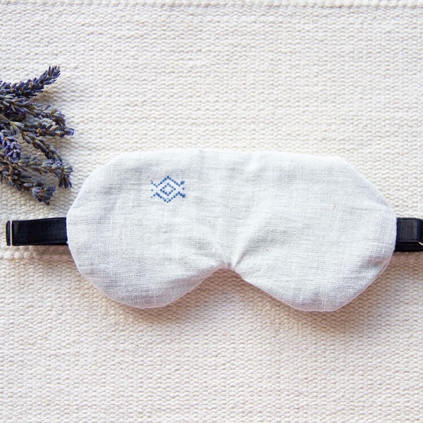 White Organic Cotton Blackout Sleep Mask | 100% Organic Handloom Khadi Cotton | Holiday Gift for Wife or Girlfriend | Secret Santa Gift