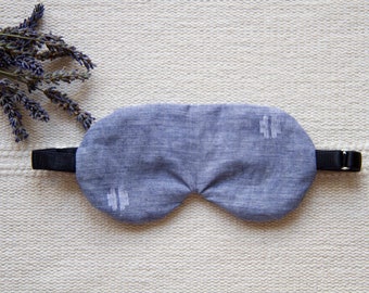 Lightweight Cotton Blackout Sleep Mask | 100% Handloom Dhakai Jamdani Cotton | Secret Santa Gift | Blue Cotton Sleep Mask for Men