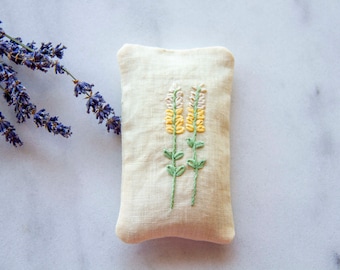 Organic Linen Lavender Sachet | Embroidered Lavender Sachet | Dried French Lavender | Pocket Calmer | Stocking Stuffer | Secret Santa Gift