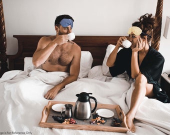 Customized Couple's Luxury Organic Mulberry Silk Sleep Masks | Organic Mulberry Silk Blindfolds | Couples Holiday Gift Set | Silk Sleep Mask