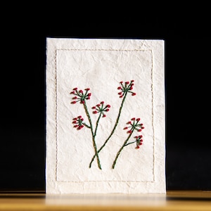 Handbestickte Grußkarte im A7-Format mit Umschlag | Handgefertigte Blankokarten | Nepalesische Lokta-Papierkarte | Feiertagsgrußkarte | Null Abfall