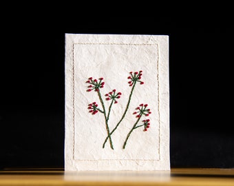 Hand Embroidered A7 Size Greeting Card with Envelope | Handmade Blank Cards | Nepali Lokta paper card  | Floral Embroidery Card |
