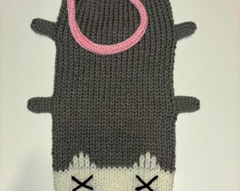 Handcrafted Knit Possum Grocery Bag Holder - Eco-Friendly Organizer with Quirky Charm
