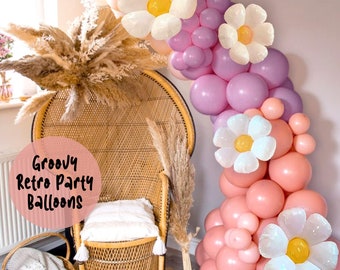 Boho Daisy Balloon Garland Kit Woodland Arch for Retro Hippie Baby Shower Party Decoration, Pastel Bridal Shower Bachelorette Weddings