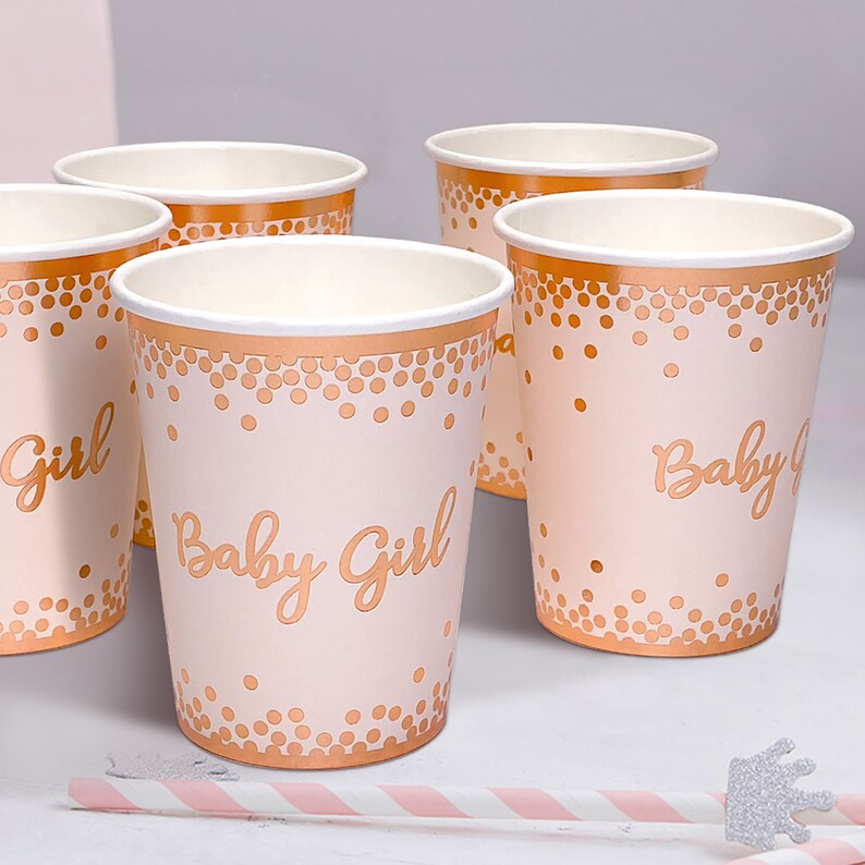 Baby Shower Plates and Napkins for Girl Rose Gold Decorations With