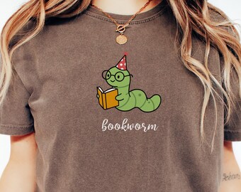 Bookworm Caterpillar Tee ,  Adorable Comfort Colors Shirt for Book Lover