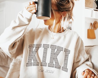 Custom Kiki Sweatshirt, Personalized Name Est Year Crewneck, Cozy Unisex Pullover