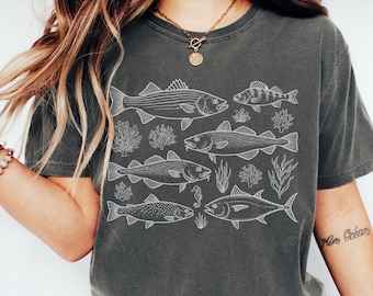 Vintage Fish Tattoo Graphic Tee: Retro Bass Fisherman Shirt