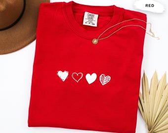 Comfort Colors Valentine's Day T-Shirt with Hearts