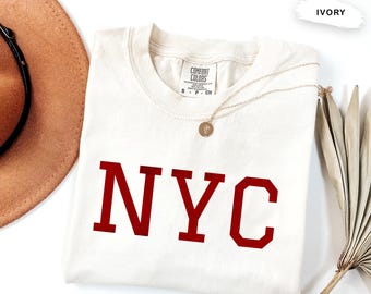 Comfort Colors NYC Shirt, Distressed Varsity Tee, Custom Color