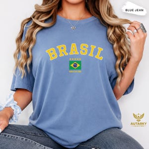 Brazil World Cup 2026 Comfort Colors Shirt, Brasil Soccer Fan Tee, Brazil Football Graphic T-Shirt, Sports Shirt, Brazil Supporter Gift Blue Jean