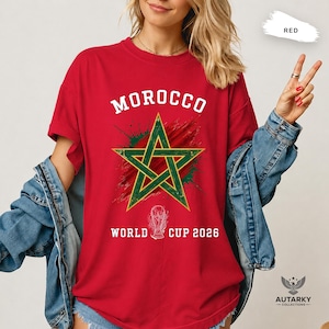 Morocco World Cup 2026 Shirt, Comfort Colors T-Shirt, Morocco Soccer Fan Tee, Football Supporter Shirt, World Cup 2026 Fan Gift, Soccer Tee